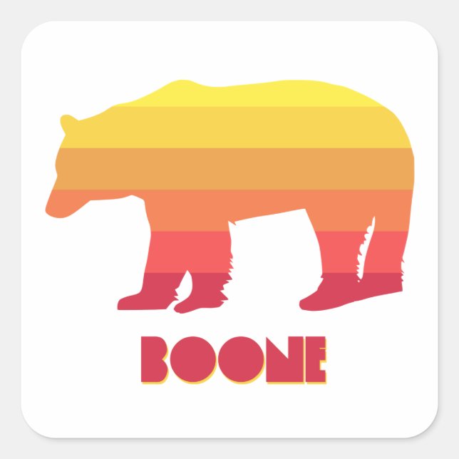 Boone North Carolina Rainbow Bear Quadratischer Aufkleber (Vorderseite)