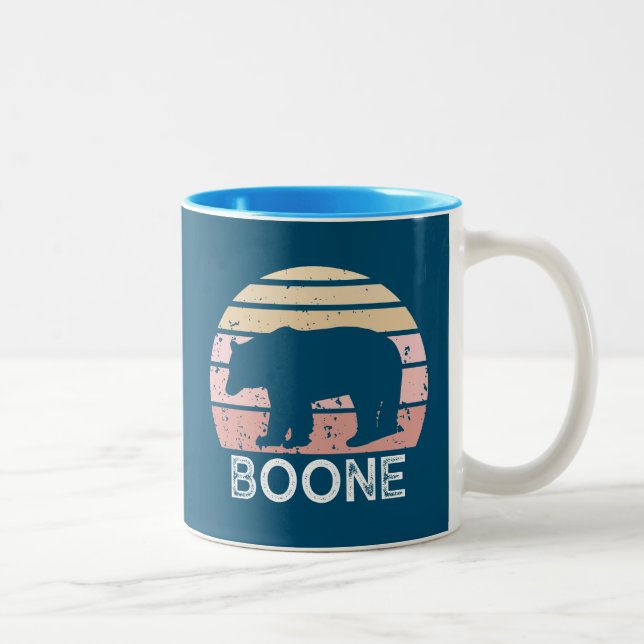 Boone North Carolina Retro Bear Zweifarbige Tasse (Rechts)