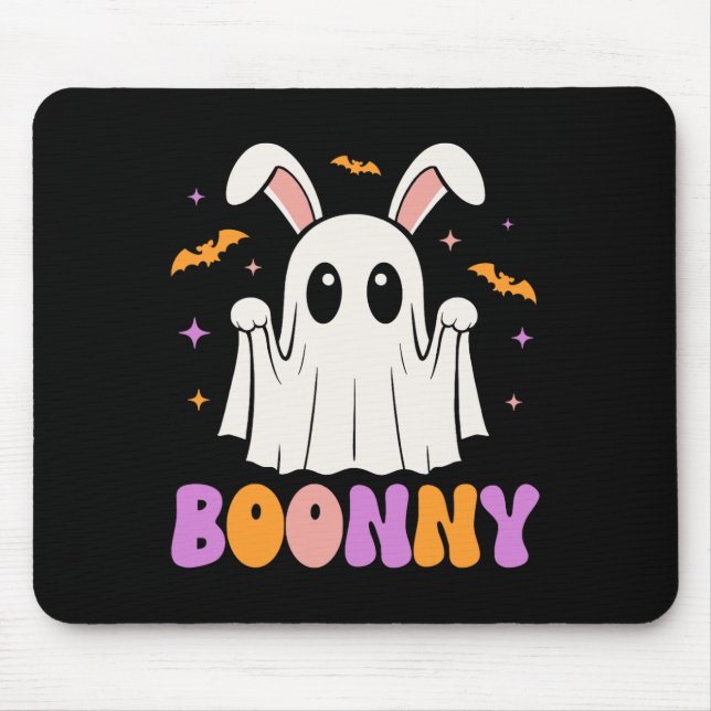 Boonny Niedlich Bunny Ghost Halloween Männer Fraue Mousepad (Vorne)