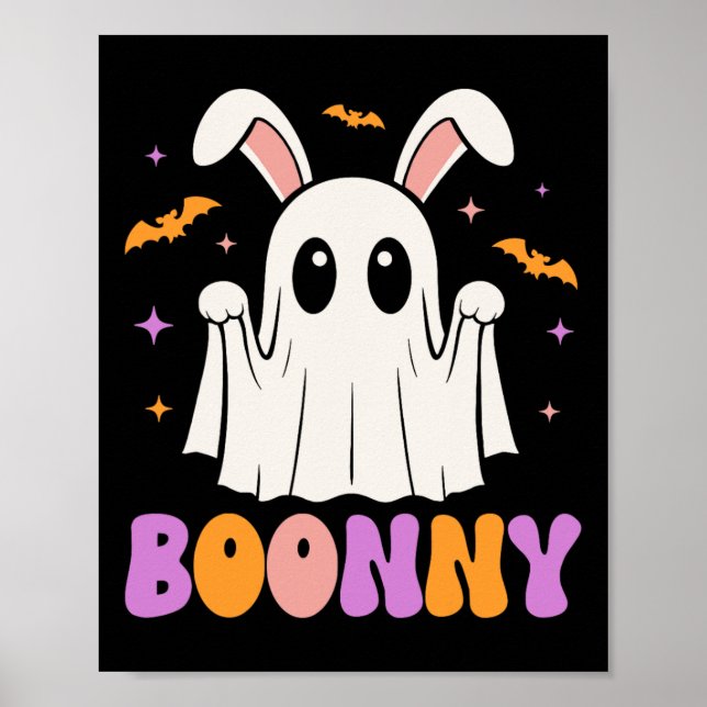 Boonny Niedlich Bunny Ghost Halloween Männer Fraue Poster (Vorne)