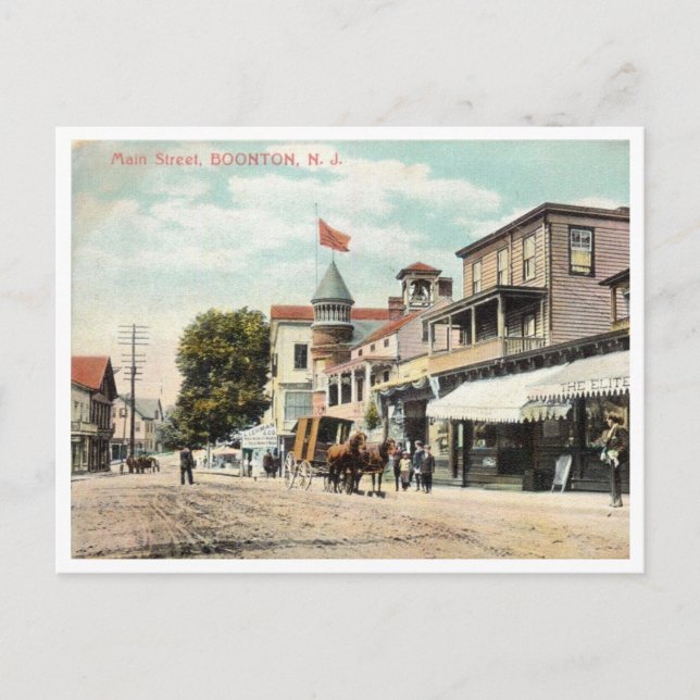 Boonton NJ, New Jersey, Main St, Vintag Postkarte (Vorderseite)