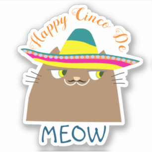 Booo Die Katze Frohes Cinco de Mayo , Süße Mexikan Aufkleber