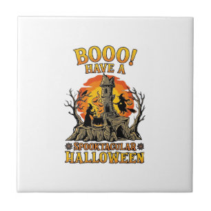 Booo Spooktakuläres Halloween Hexen Kessel Schloss Fliese