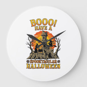 Booo Spooktakuläres Halloween Hexen Kessel Schloss Große Wanduhr