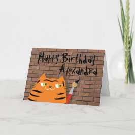 Booo The Cat , Funny Cartoon Tiger Kindergeburtsta Karte