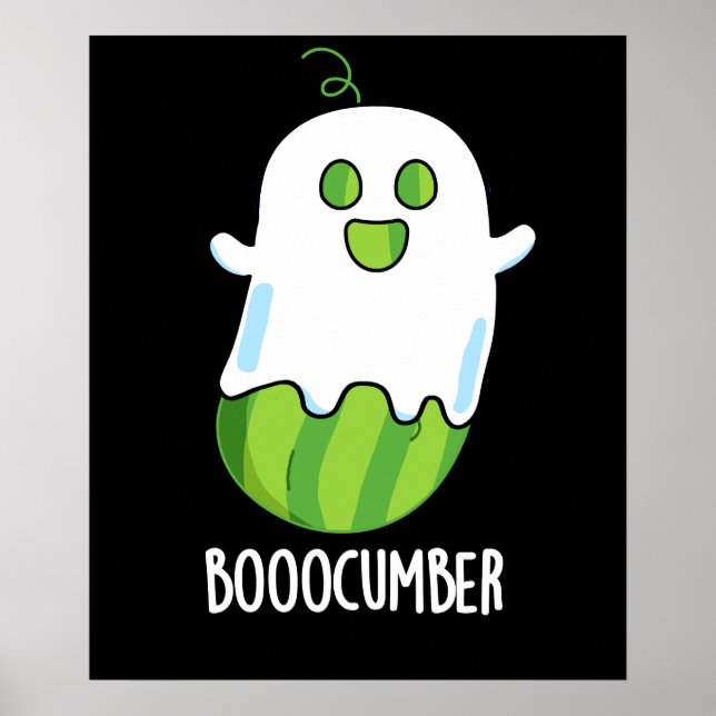 Booocumber Funny Ghost Cucumber Pun Dark BG Poster (Vorne)