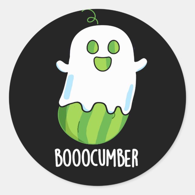 Booocumber Funny Ghost Cucumber Pun Dark BG Runder Aufkleber (Vorderseite)
