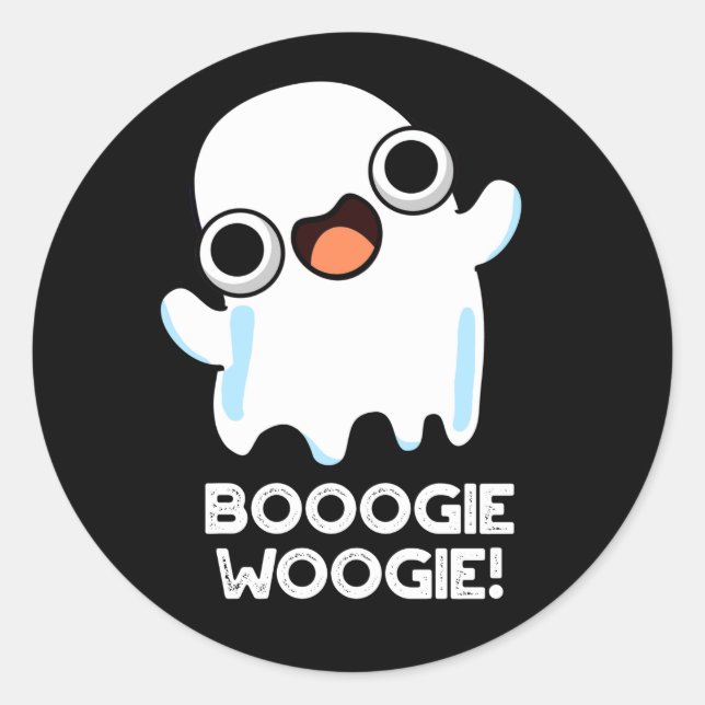 Booogie Woogie Funny Music Ghost Pun Dark BG Runder Aufkleber (Vorderseite)