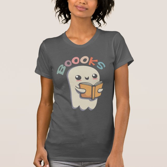 Boooks - Cute ghost reading a book T-Shirt (Vorderseite)