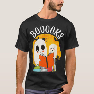 Boooks Funny Halloween Ghost Bookworm Spooky Seaso T-Shirt