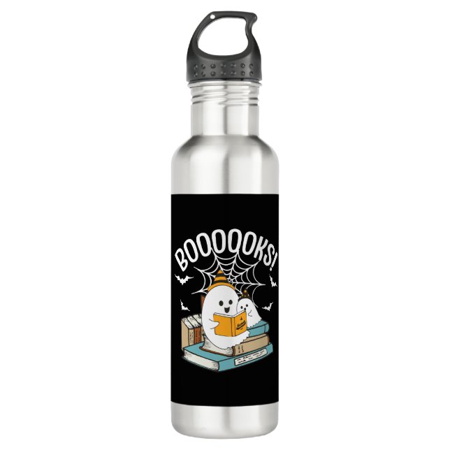 Boooks Ghost Read Books Halloween Funny Reading Edelstahlflasche (Vorderseite)