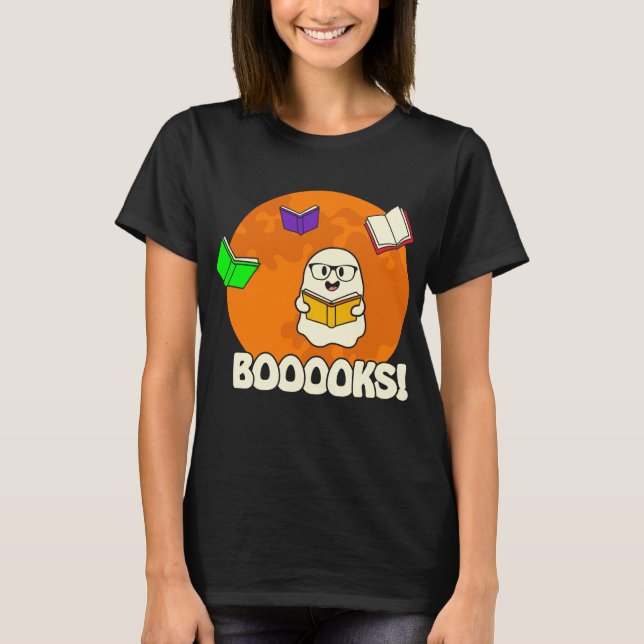 Boooks Ghost Reading Books Funny T-Shirt (Vorderseite)