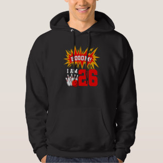 Booom I Am 26 Bowling Geburtstagsparty Bowler Tag  Hoodie