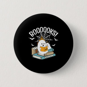 Booooks Geist liest Bücher Halloween Lustig Lesen Button
