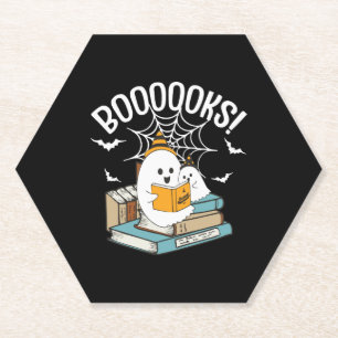 Booooks Geist liest Bücher Halloween Lustig Lesen Untersetzer