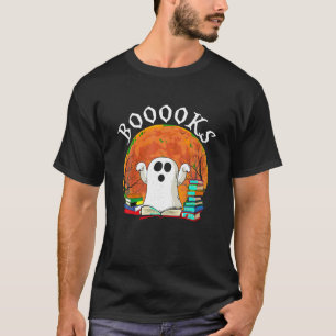 Booooks Geister Mond Boo Bücher lesen Bibliothek B T-Shirt