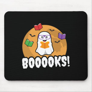 Booooks Ghost Boo Lesen Bücher Bibliothek Geschenk Mousepad