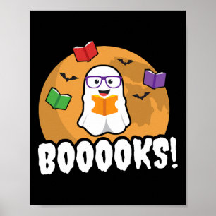 Booooks Ghost Boo Lesen Bücher Bibliothek Geschenk Poster