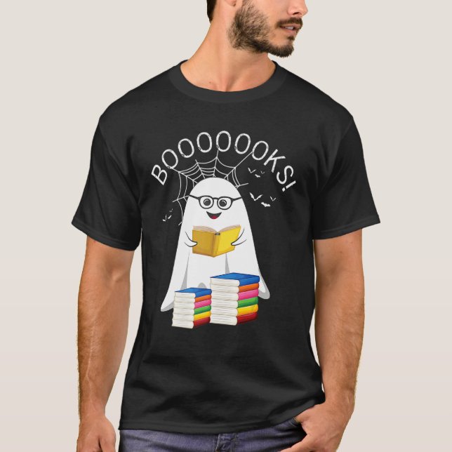 Booooks Ghost Boo Read Books Halloween Library Tea T-Shirt (Vorderseite)