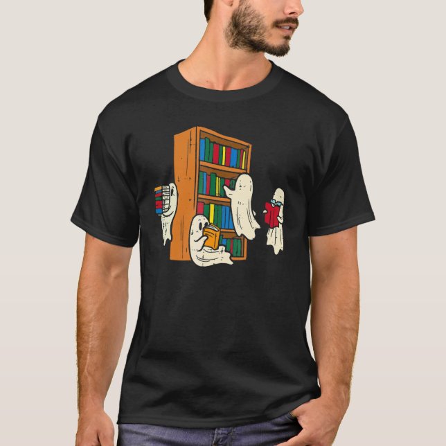 Booooks Ghost  Halloween Teacher Book Library Read T-Shirt (Vorderseite)