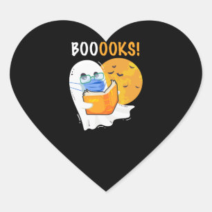 Booooks Halloween Ghost reading books and wearing Herz-Aufkleber