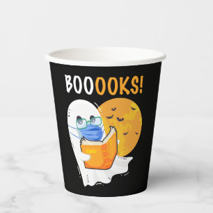 Booooks Halloween Ghost reading books and wearing Pappbecher