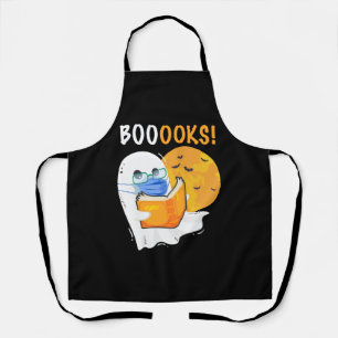 Booooks Halloween Ghost reading books and wearing Schürze