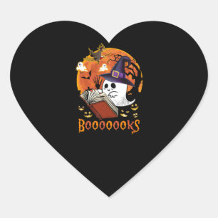 Booooooks Boo Lesen Bücher Halloween Herz-Aufkleber