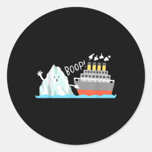 Boop Funny Titanic und Iceberg Puck Joke Meme Boys Runder Aufkleber