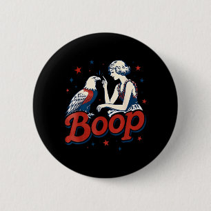 Boop Retro-Mädchen und Adler Lustig Patriotisch Re Button