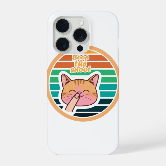Boop The Snoot Retro Sunset Cat Meme iPhone 15 Pro Hülle (Rückseite)