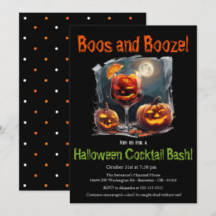 "Boos and Booze" Halloween Cocktail Bash Party Einladung