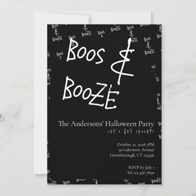 Boos and Booze Halloween Party Einladung (Vorderseite)
