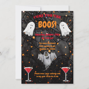 Boos, Boissons et Ghost Halloween Party Invitation