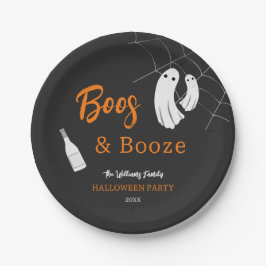 Boos & Booze Adult Halloween Chic Black Einladung Pappteller