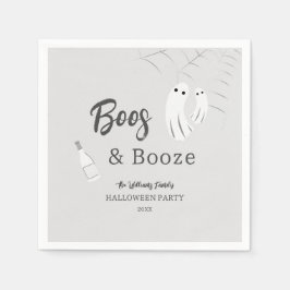 Boos & Booze Adult Halloween Light Gray Einladung Serviette