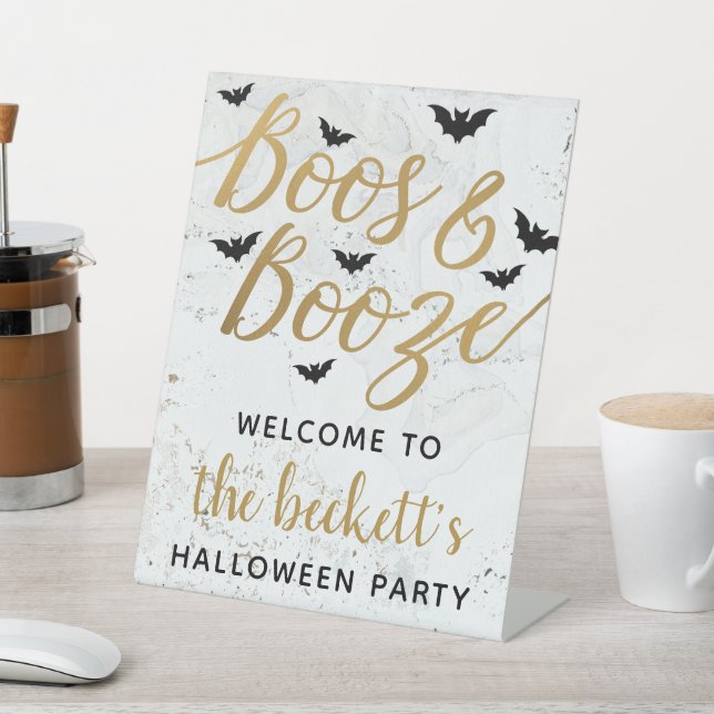 Boos & Booze Adult Halloween-Party Willkommen Sockelschild (In SItu)