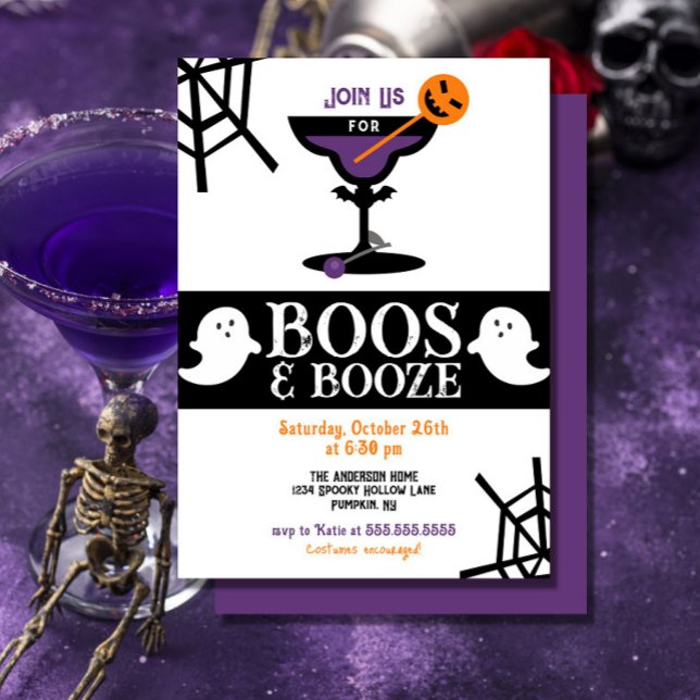Boos & Booze Adulte Halloween Party Invitation (Créateur téléchargé)