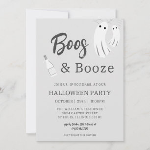 Boos & Booze Erwachsene Halloween Grau Weiße Einla Einladung