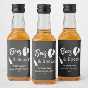 Boos & Booze Erwachsener Halloween Chic Schwarze E Alkoholflaschenetikett