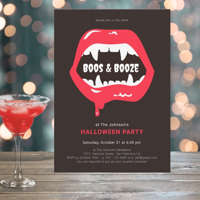 Boos & Booze Fun Modernes Halloween-Party für Erwa Einladung (Mockup View)