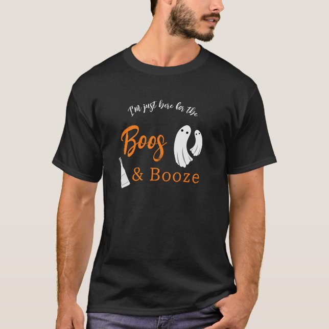 Boos & Booze Halloween Orange & Black Einladung T-Shirt (Vorderseite)