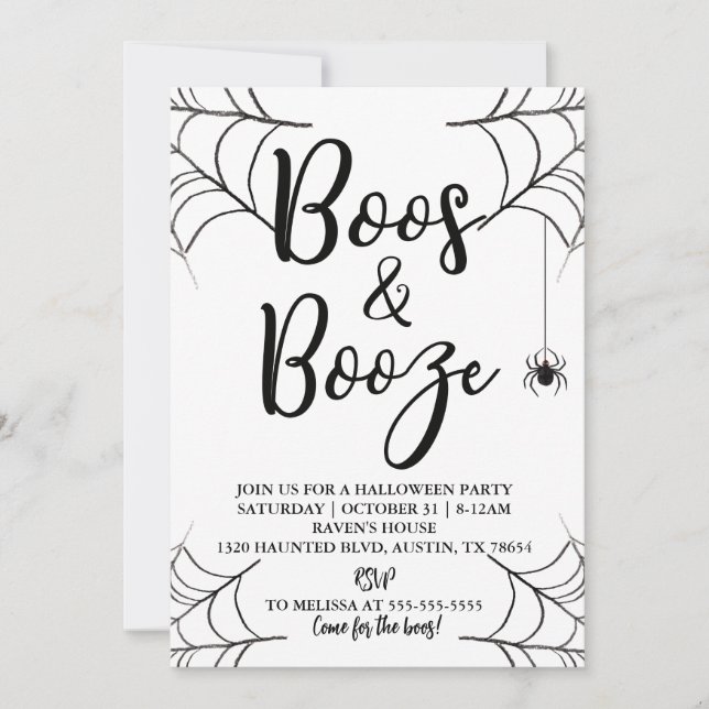 Boos & Booze Halloween Party Invitation (Devant)
