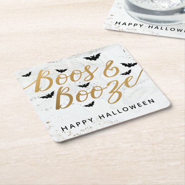 Boos & Booze Halloween-Party Rechteckiger Pappuntersetzer (angewinkelt)