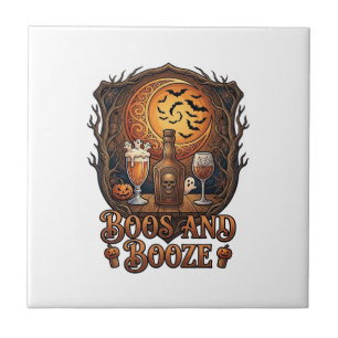 Boos Booze Halloween-Totenkopf-Flasche Bier Wein F Fliese