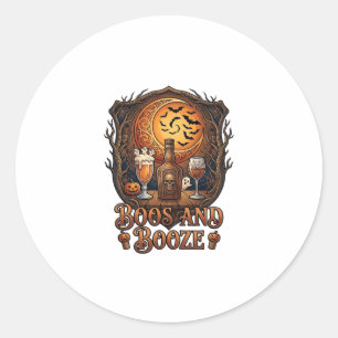 Boos Booze Halloween-Totenkopf-Flasche Bier Wein F Runder Aufkleber