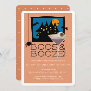 Boos & Booze Haunted Halloween Party Invitation