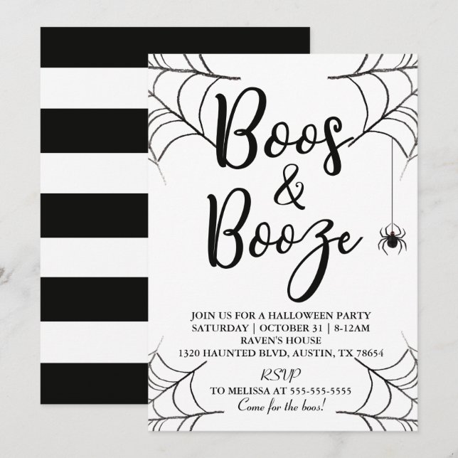 Boos & Booze Invitation Halloween (Devant / Derrière)