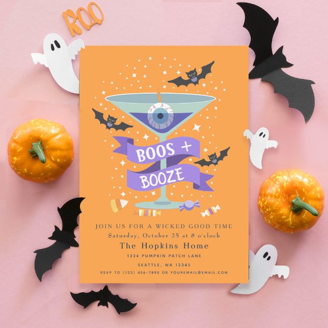 Boos & Booze Martini Halloween-Party Einladung (Von Creator hochgeladen)