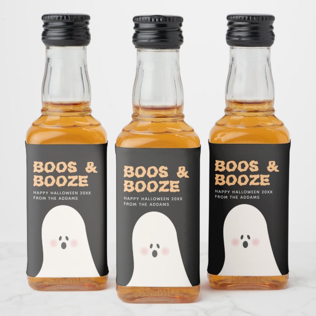 Boos & Boozed Halloween Niedlich Ghost Mini Alkoho Alkoholflaschenetikett (Flaschen)